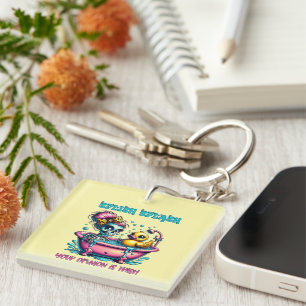 Funny sarcasm word art skeleton keychain