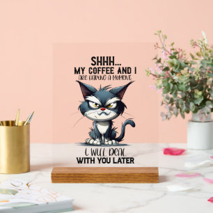 Funny sarcasme café chat mot art