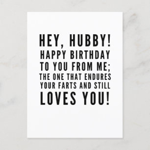 Funny sarcastic birthday wishes for husband postcard