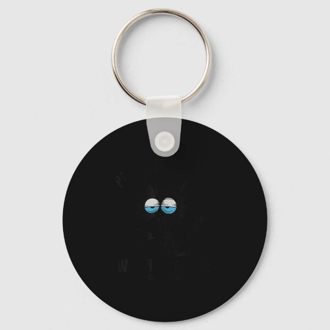 Funny Sarcastic Black Cat Meme We Do Not Care Club Keychain (Front)