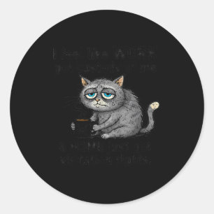 Funny Sarcastic Cat I Feel Like Work Got Custody O Classic Round Sticker