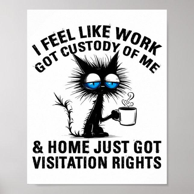 Funny Sarcastic Cat I Feel Like Work Got Custody O Poster (Front)