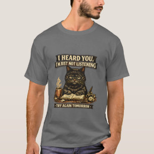 Funny Sarcastic Cat I Heard You Introvert T-Shirt