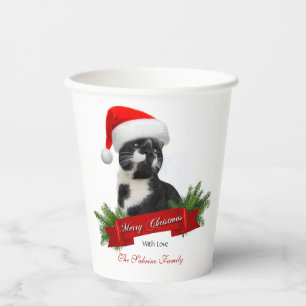 Funny Sarcastic Cat Santas Hat Christmas Paper Cup