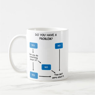 Funny, sarcastic coffee mug for problem solving