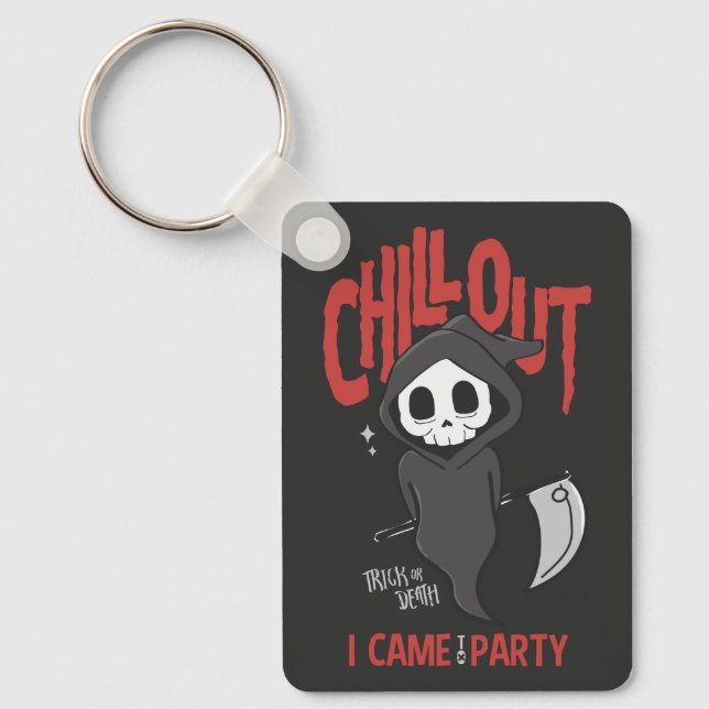 Funny Sarcastic Grim Reaper Halloween Party Keychain (Front)