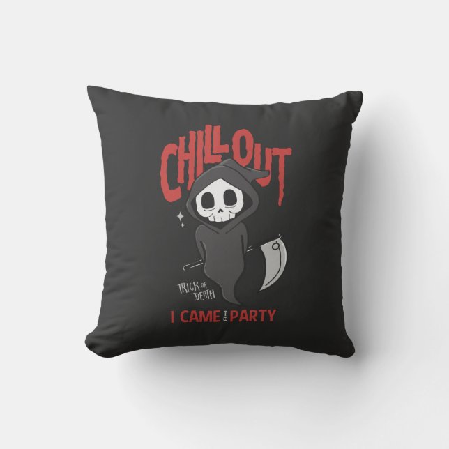 Funny Sarcastic Grim Reaper Halloween Party  Throw Pillow (Front)