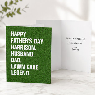 Funny Sarcastic Lawn Care Legend Fathers Day  Holiday Card