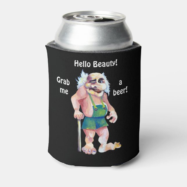 Funny Sarcastic Old Men Scandinavian troll Can Cooler (Can Back)