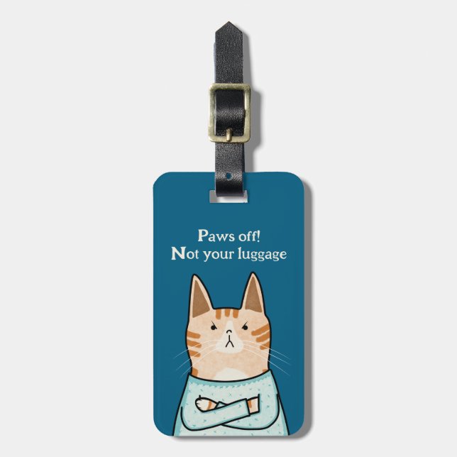 Funny Sarcastic Orange Cat Cartoon Luggage Tag (Front Vertical)