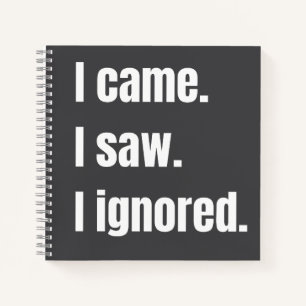 Funny Sarcastic Quote I Came I Saw I Ignored Meme  Notebook