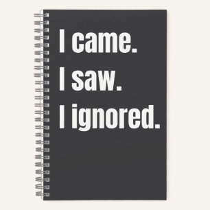 Funny Sarcastic Quote I Came I Saw I Ignored Meme  Notebook
