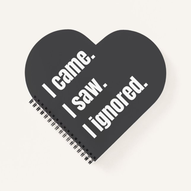 Funny Sarcastic Quote I Came I Saw I Ignored Meme  Notebook (Front)