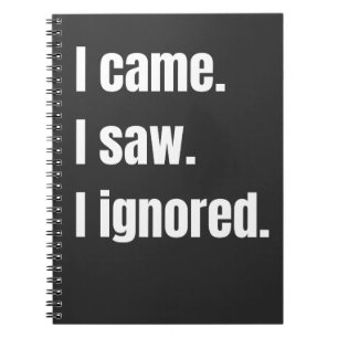 Funny Sarcastic Quote I Came I Saw I Ignored Meme  Notebook
