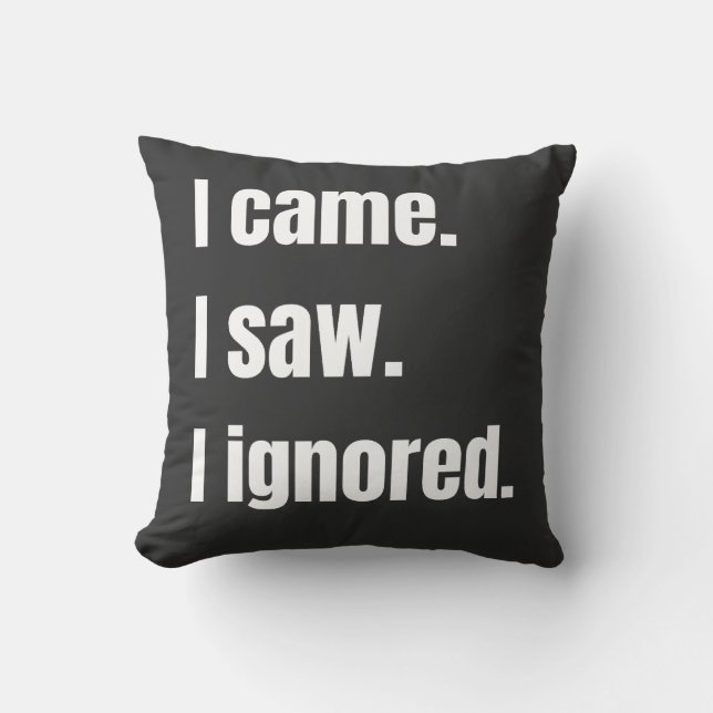 Funny Sarcastic Quote I Came I Saw I Ignored Meme  Throw Pillow (Front)