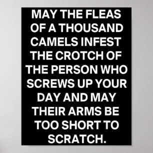 Funny Sarcastic Quote May The Fleas of A Thousand Poster
