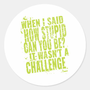 Funny Sarcastic Quotes for Stupid People Classic Round Sticker