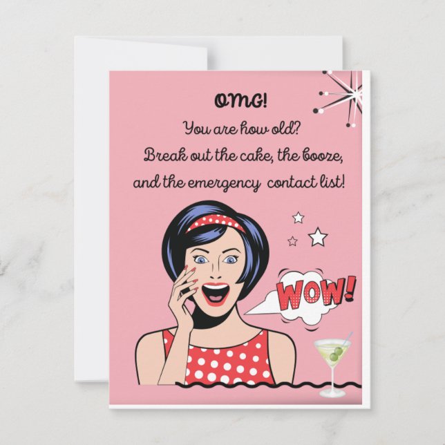 Funny Sarcastic Retro Birthday Card (Front)