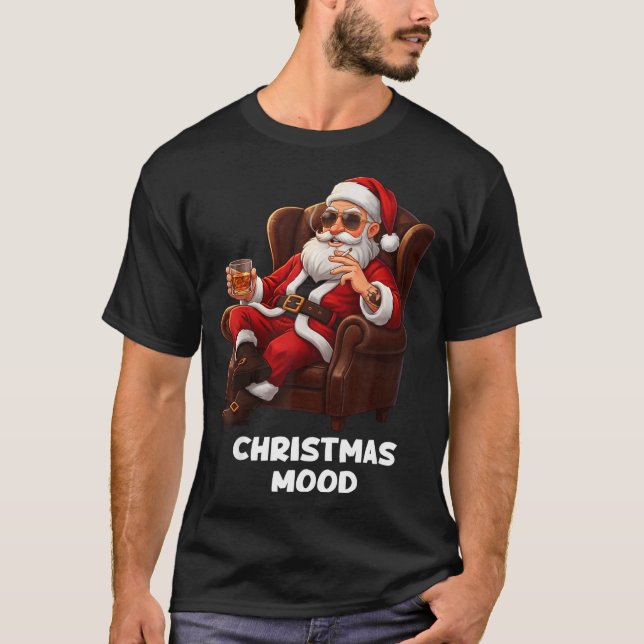 Funny Sarcastic Santa Smoking And Drinking “christ T-Shirt (Front)
