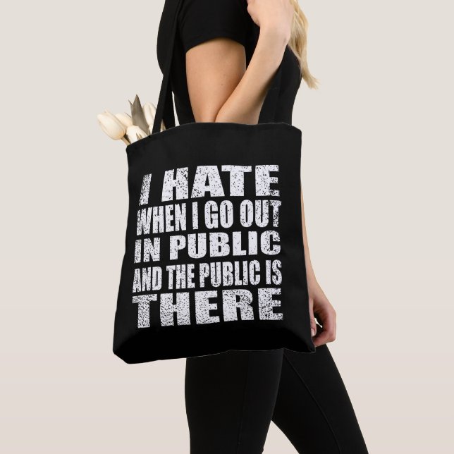 Funny sarcastic slogan adult humour introvert tote bag (Close Up)