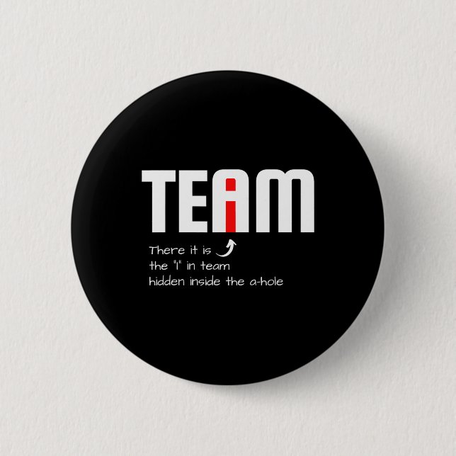 Funny Sarcastic Teammate I Found The I In Team Hid 2 Inch Round Button (Front)