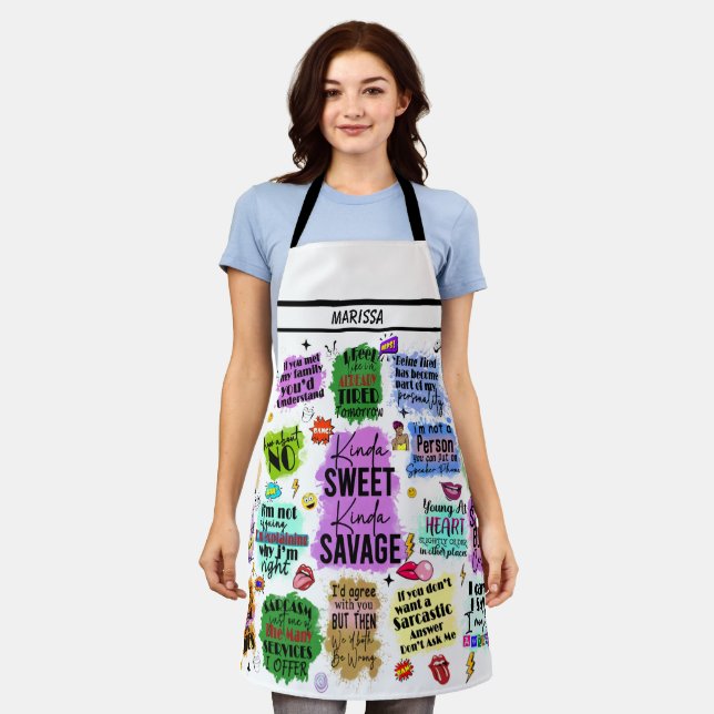 Funny Sarcastic Typography Customizable Name Apron (Worn)