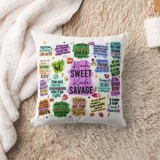 Funny Sarcastic Typography  Throw Pillow (Blanket)