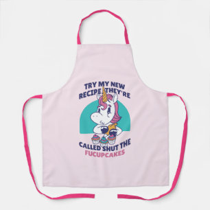 Funny Sarcastic Unicorn Shut The FuCupCakes Pink Apron
