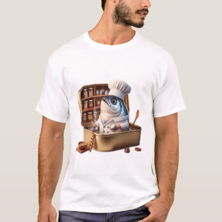 Funny Sardine Chef Cooking Inside Tin Art T-Shirt