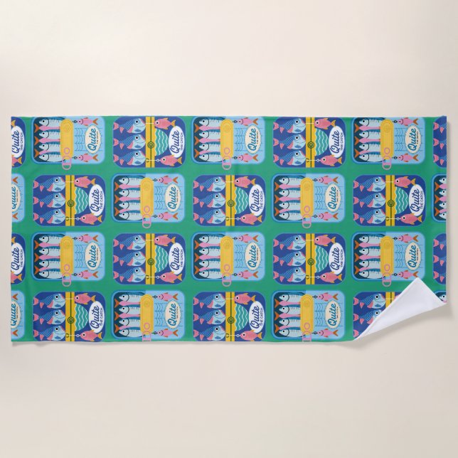 Funny Sardine Nautical Beach Towel (Front)