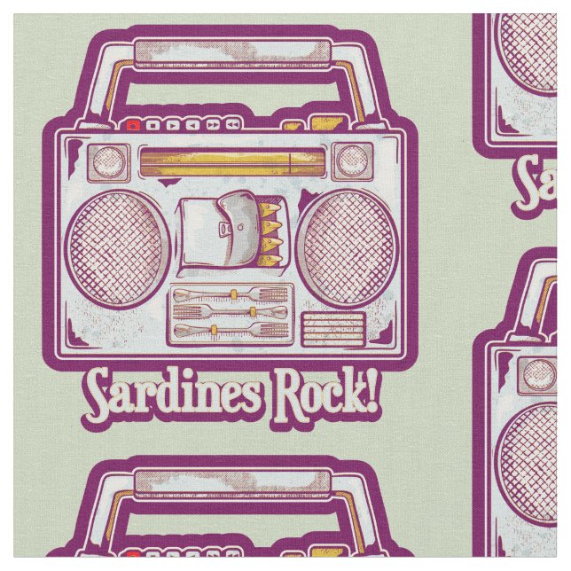 Funny sardines tin stereo fabric (Close Up)