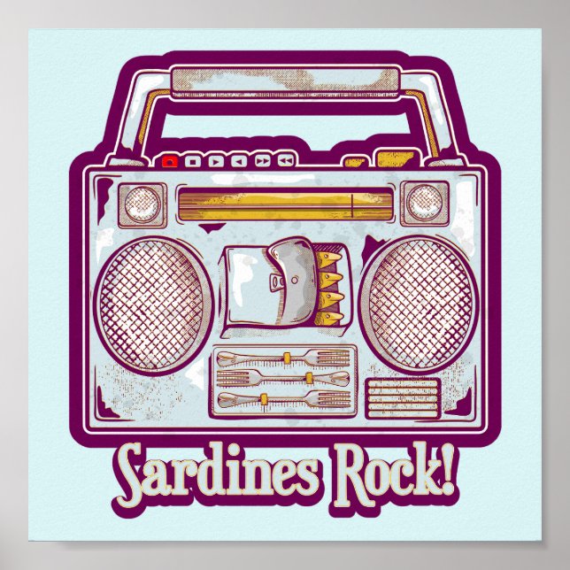 Funny sardines tin stereo poster (Front)