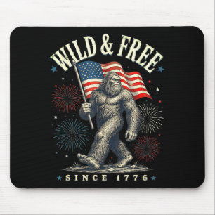 Funny sasquatch american flag wild and since 1776 mouse pad