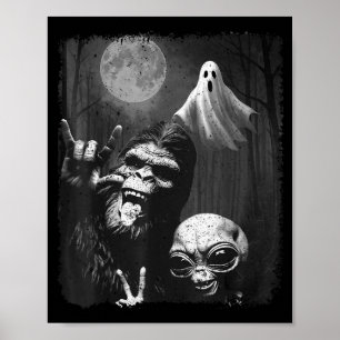 Funny Sasquatch &amp; Alien Rock On Hand Sign Ghos