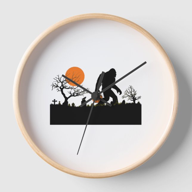 Funny Sasquatch Bigfoot Halloween Costume T-shirt Clock (Front)
