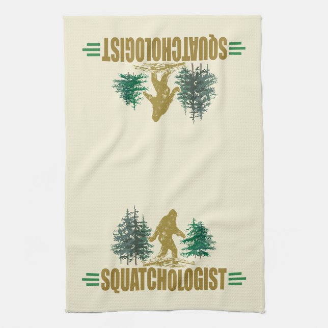 Funny Sasquatch, Bigfoot Kitchen Towel (Vertical)