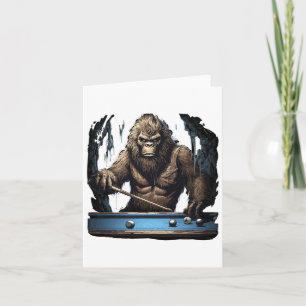 Funny Sasquatch Bigfoot Playing Billiards Card