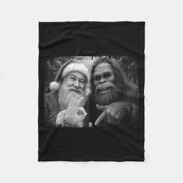 Funny Sasquatch Bigfoot Santa Six Seven 6 7 Meme C Fleece Blanket (Front)