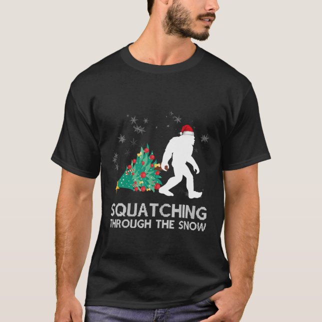 Funny Sasquatch Christmas T-Shirt (Front)