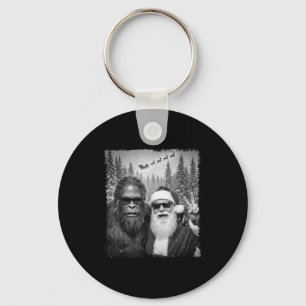 Funny Sasquatch Meme Cool Selfie With Santa Christ Keychain