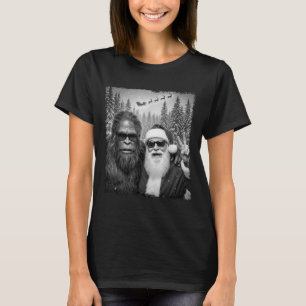 Funny Sasquatch Meme Cool Selfie With Santa Christ T-Shirt