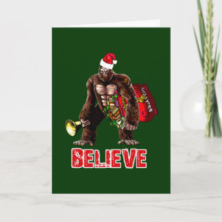 Funny Sasquatch Santa Claus Christmas Design Holiday Card