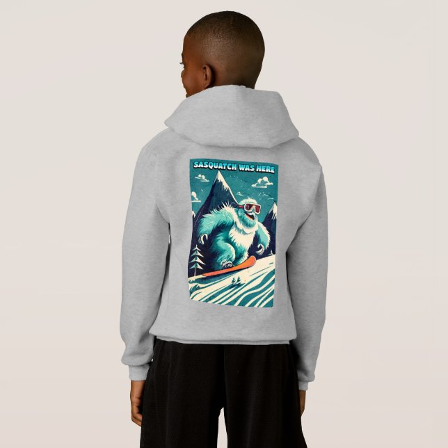 Funny Sasquatch Was Here Snowboarding Winter (Back Full)