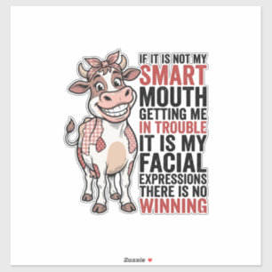 Funny Sassy Cow Smart Mouth Vintage Graphic_1