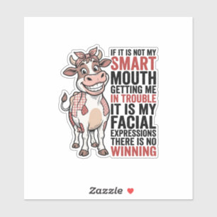 Funny Sassy Cow Smart Mouth Vintage Graphic_1