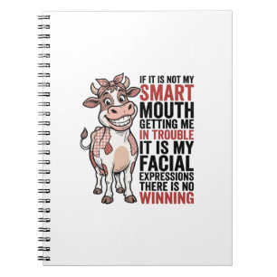 Funny Sassy Cow Smart Mouth Vintage Graphic_1 Notebook