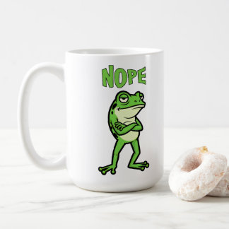 Funny Sassy Frog Nope, Grumpy Toads Cartoon Illus Coffee Mug