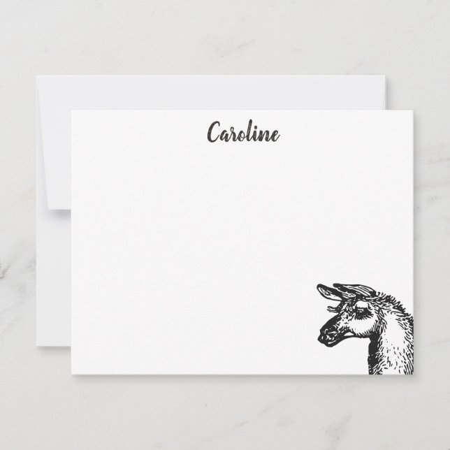 Funny Sassy No Drama Llama Drawing Black and White Card (Front)