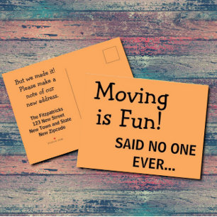 Funny Sassy Sarcasm Orange Moving Announcement Postcard