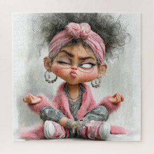 Funny Sassy Yoga Art Jigsaw Puzzle